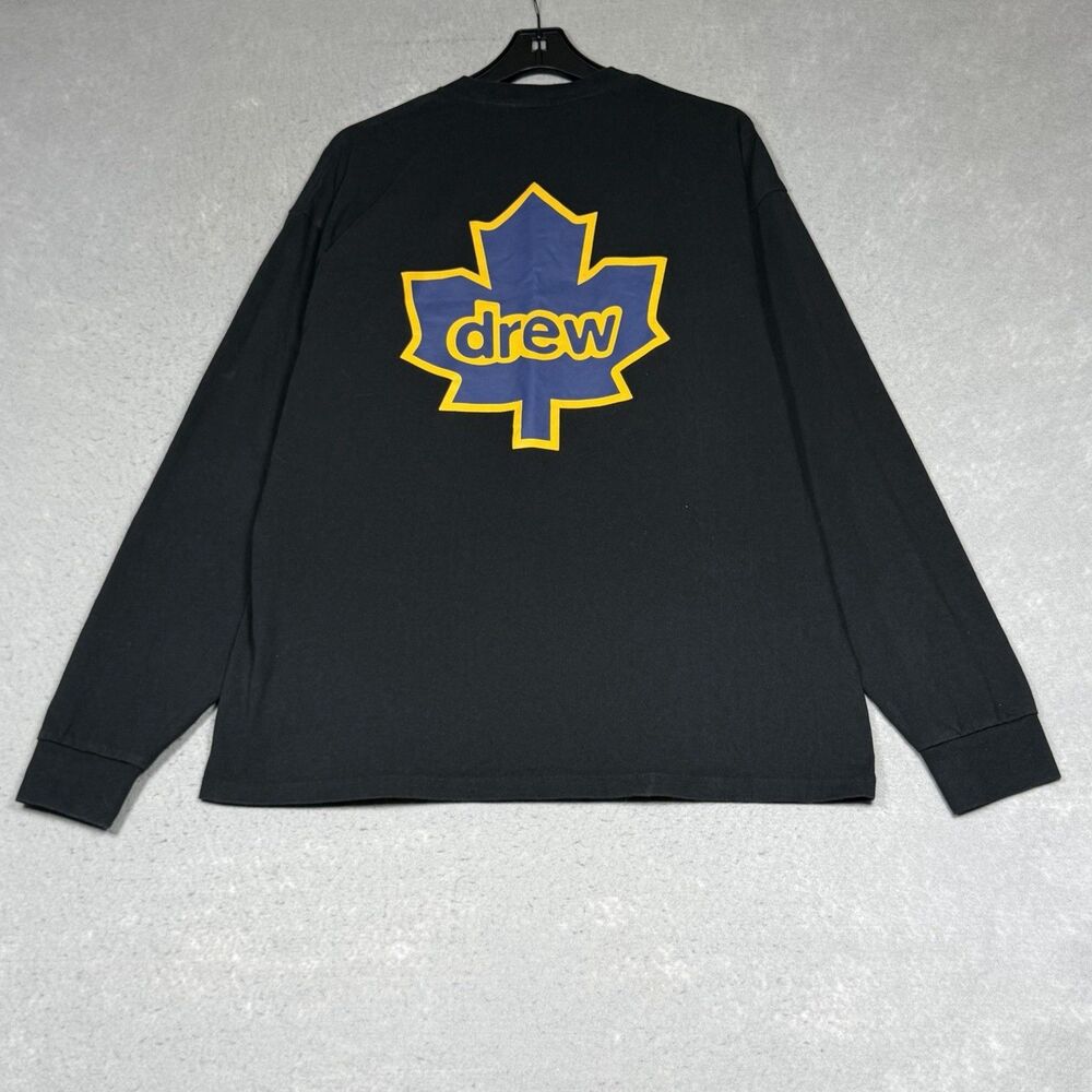 Toronto Maple Leafs x Drew House T Shirt Mens Size Large Black Long Sleeve